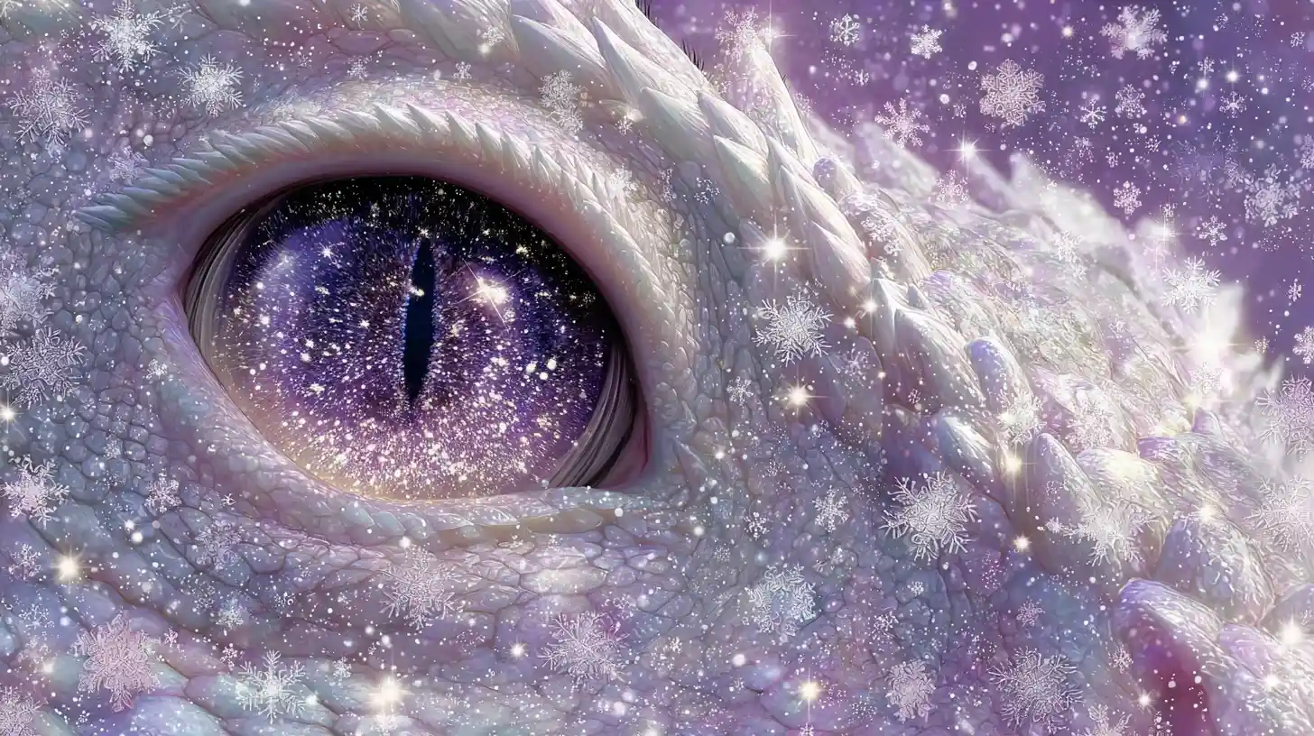 Ethereal dragon gazing into a cosmic starry void