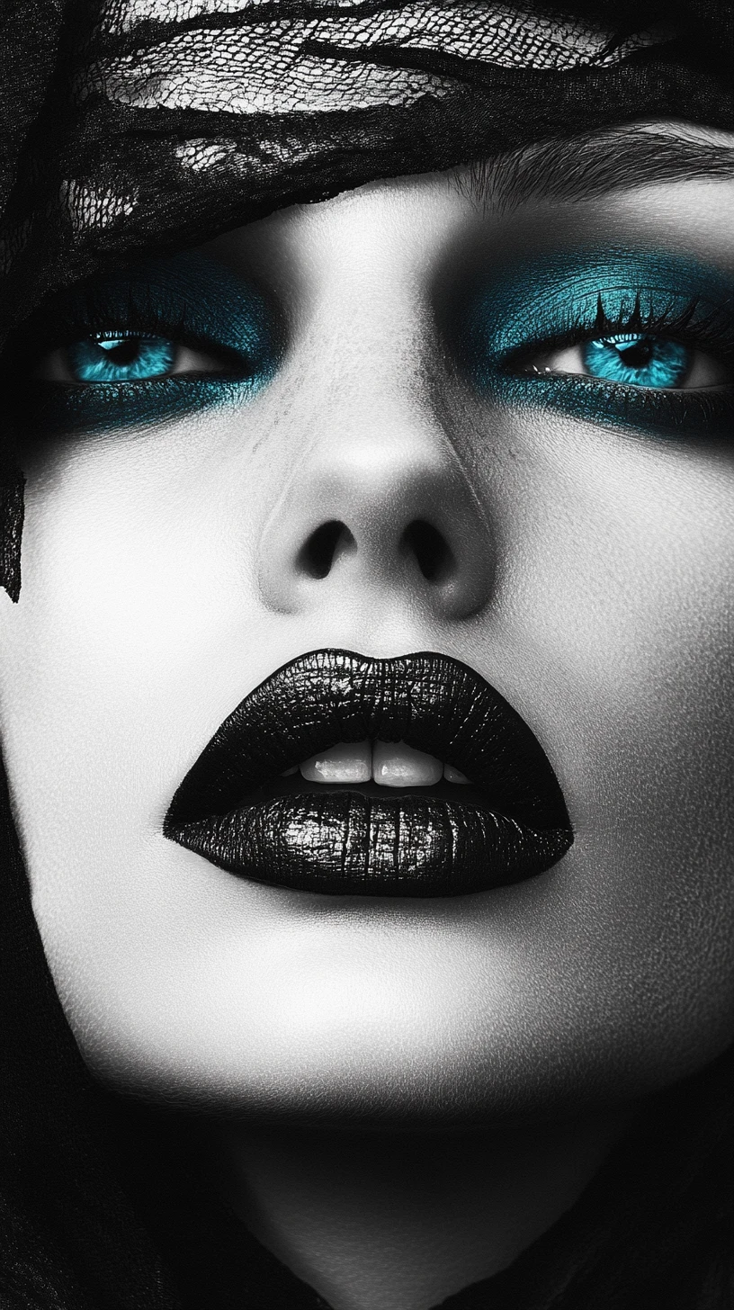 Black And White Portrait Of Eccentric Woman With Color Accents