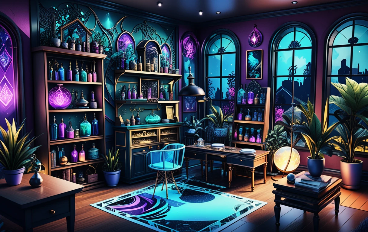 Diorama de Casa de Mercador Fantástica de Dois Andares com Corte Interior