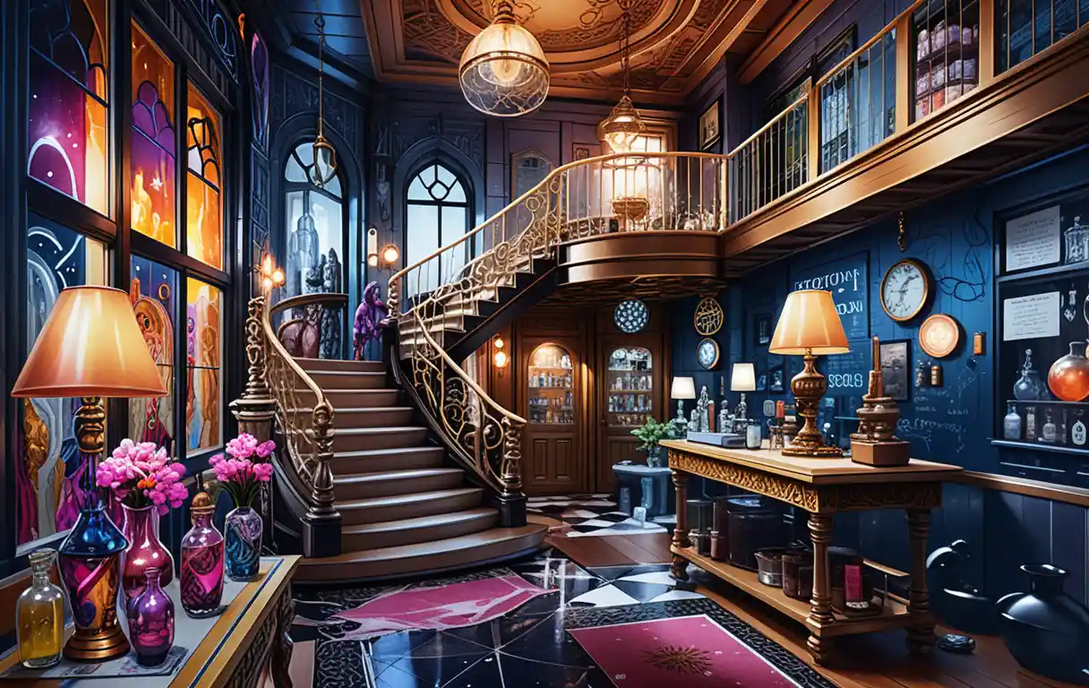 Stylized Two Story Fantasy Merchant House Interior Cutaway