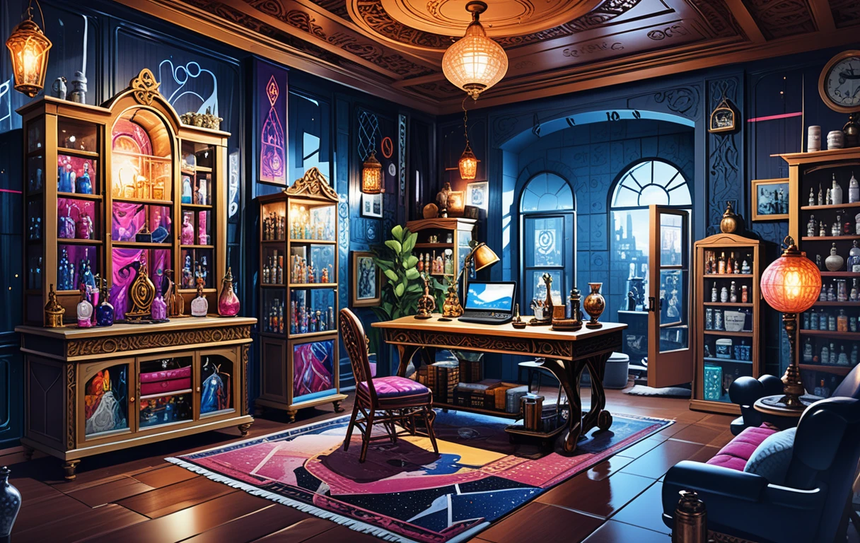 Fantasy Merchant House Diorama With Exposed Interior Rooms