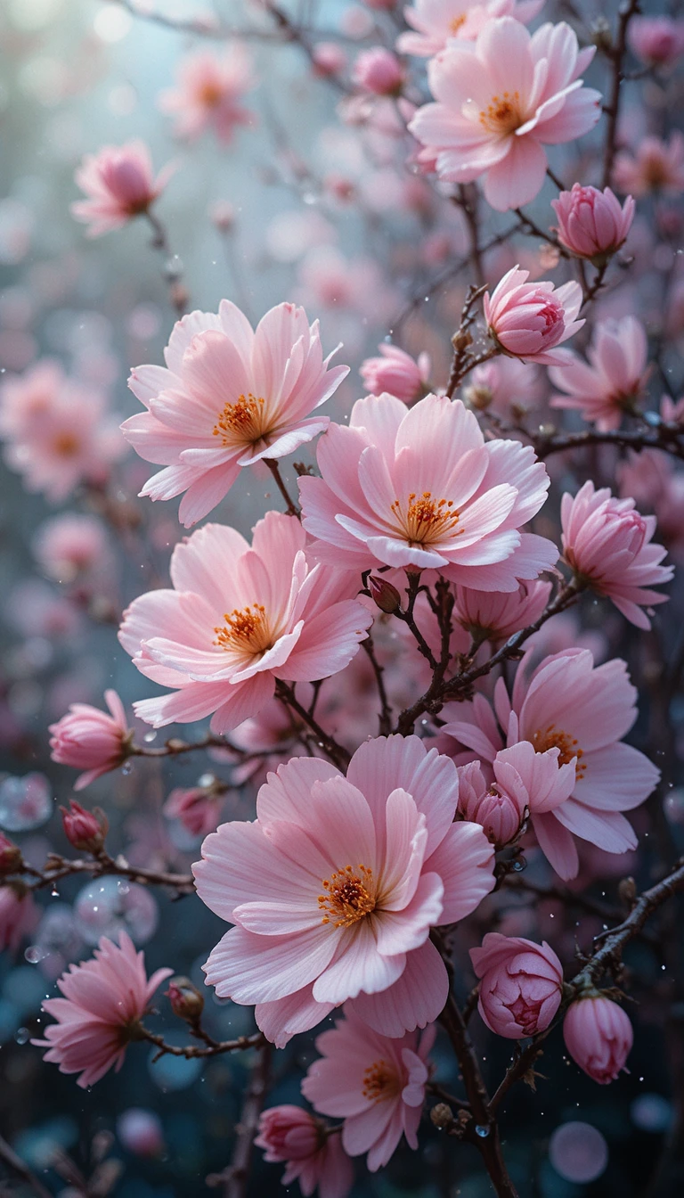 Delicate spring flowers with soft impressionistic colors