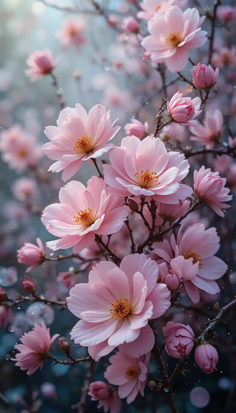Delicadas flores de primavera em suaves cores impressionistas