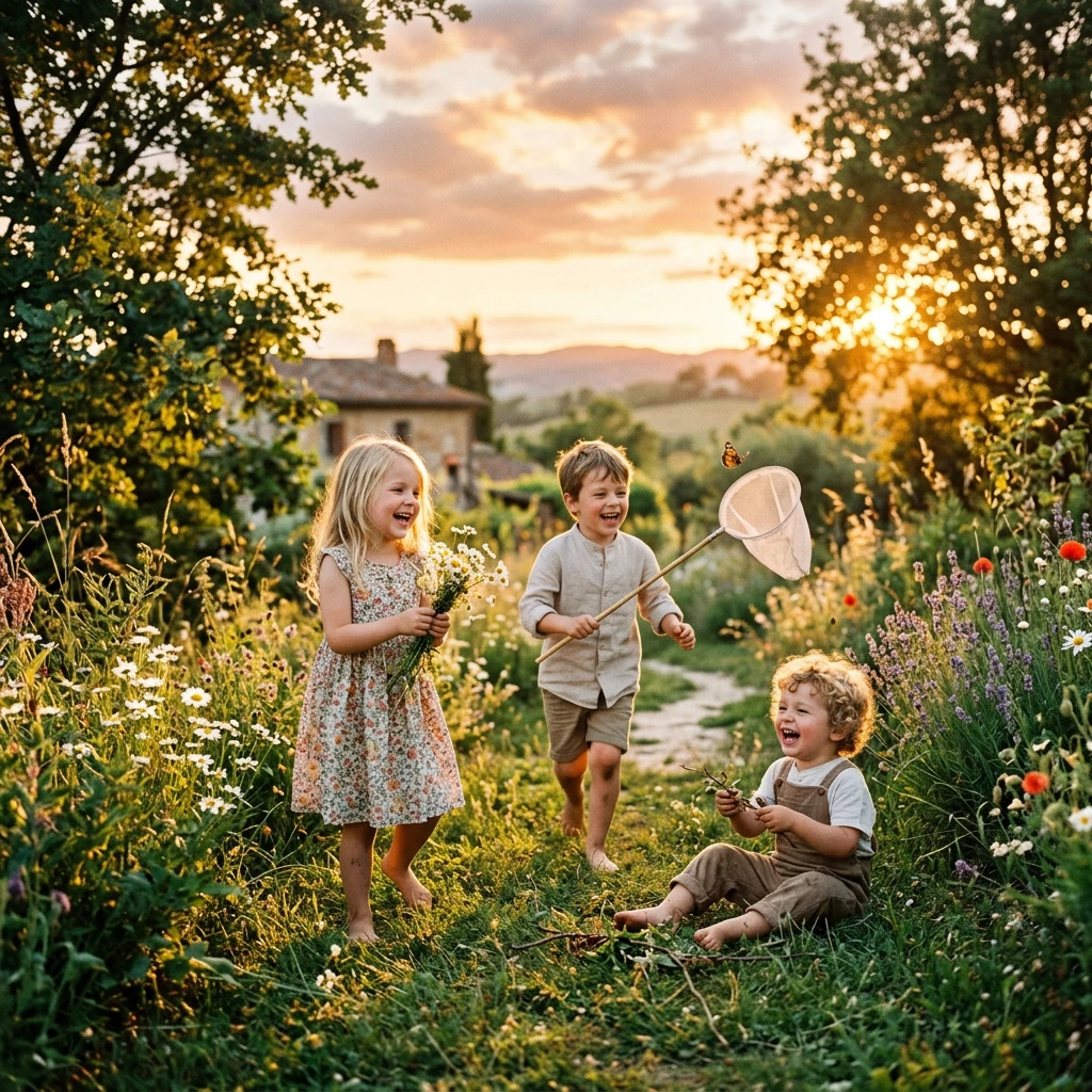Bambini felici che giocano insieme in un momento di tranquillità