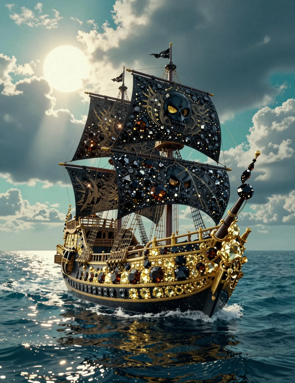 Enchanted Diamond Pirate Ship On A Turquoise Sea
