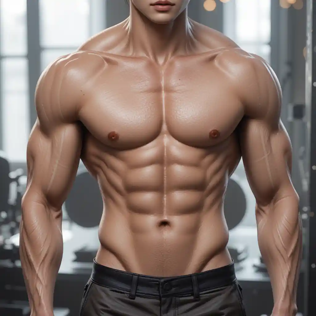 Fit male body with defined abs and strong legs