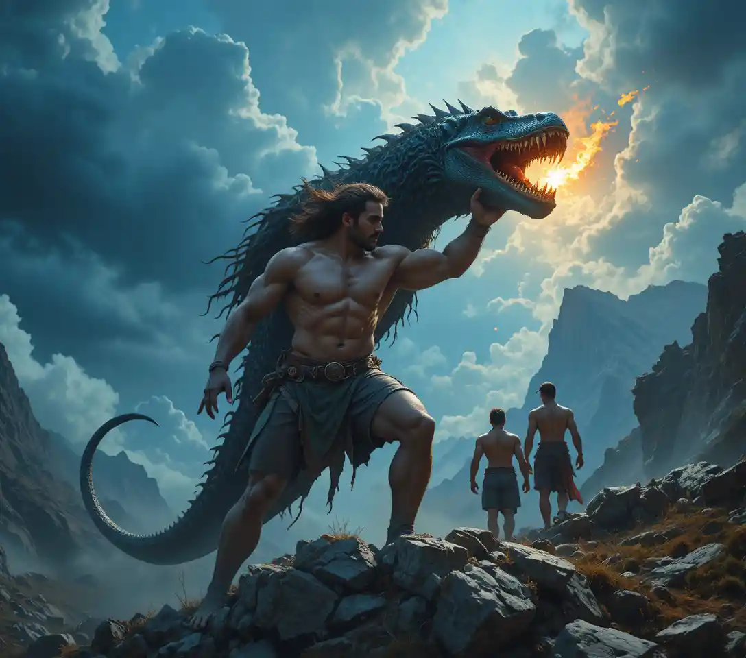 Furchtlose Kriegerin, die auf einem schwarzen Drachen in die Schlacht reitet