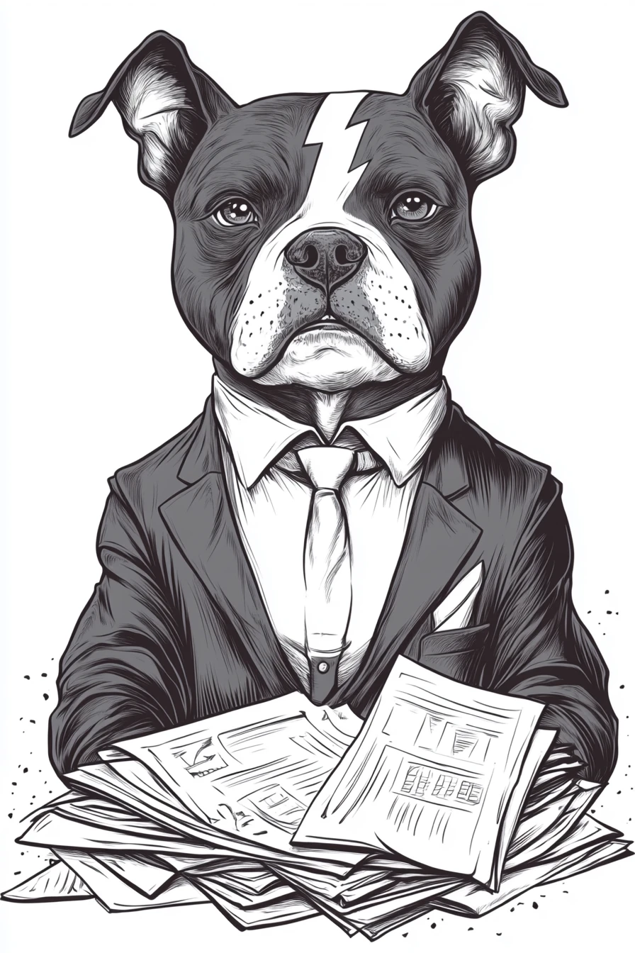 Comedic Dog Manager Buried Under Stacks of Paperwork