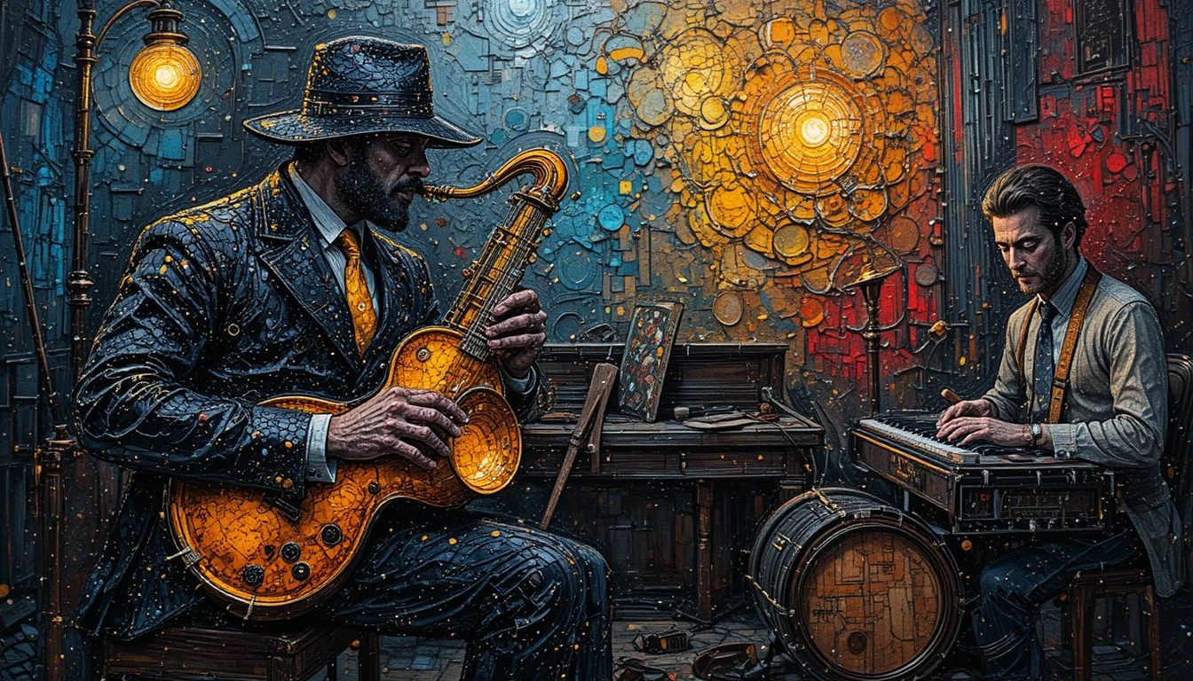 Abstract digital painting inspired by expressive jazz music