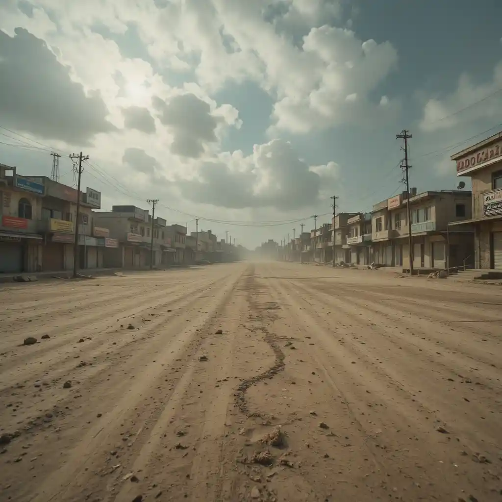Terrain commercial urbain vacant sous un ciel nuageux au Pakistan