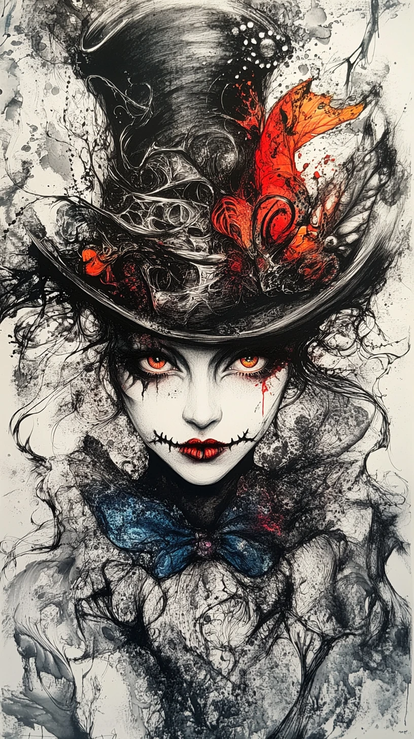 Surreal gothic woman with hypnotic eyes in dream world