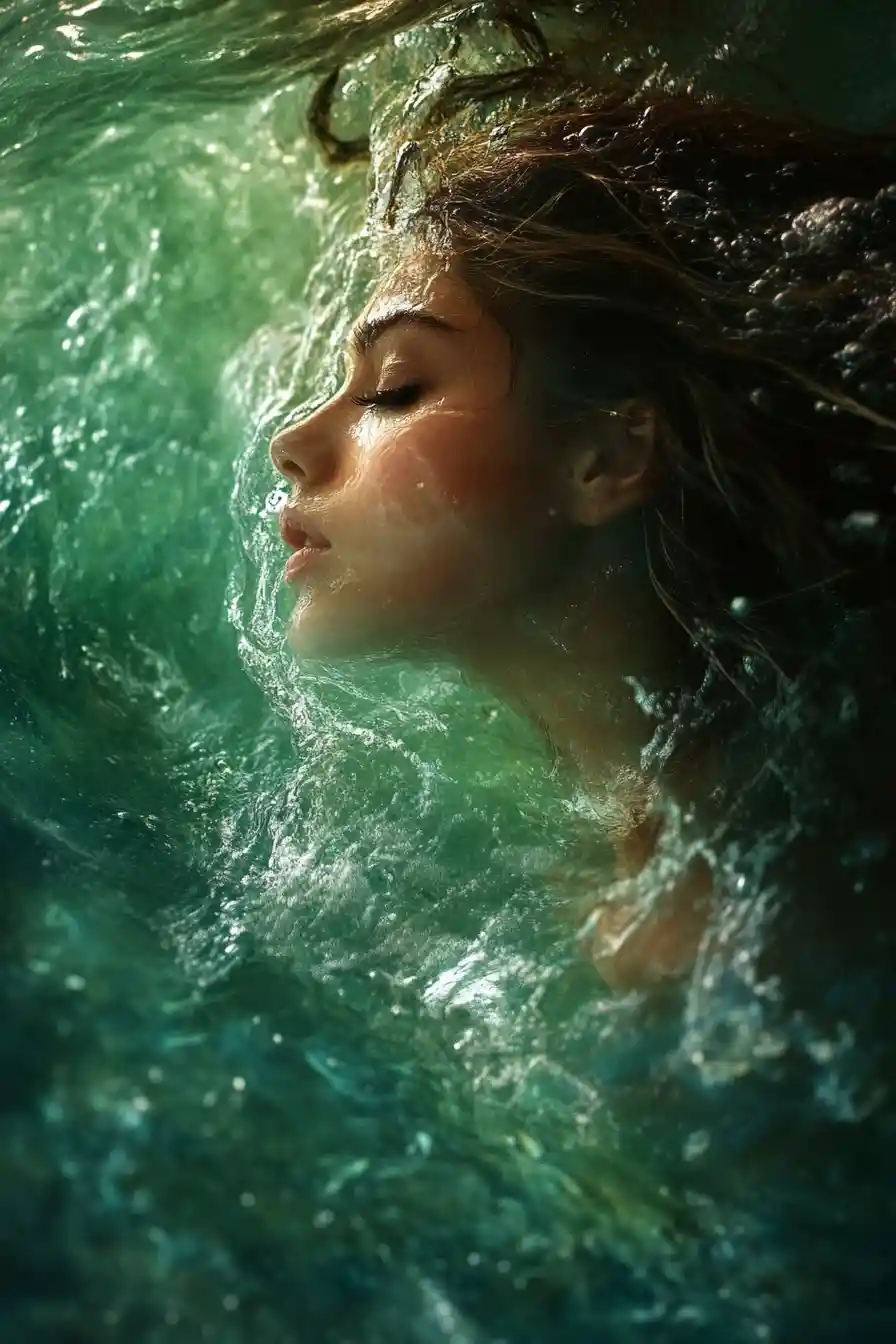 Dreamy vision of the subconscious sirens song underwater