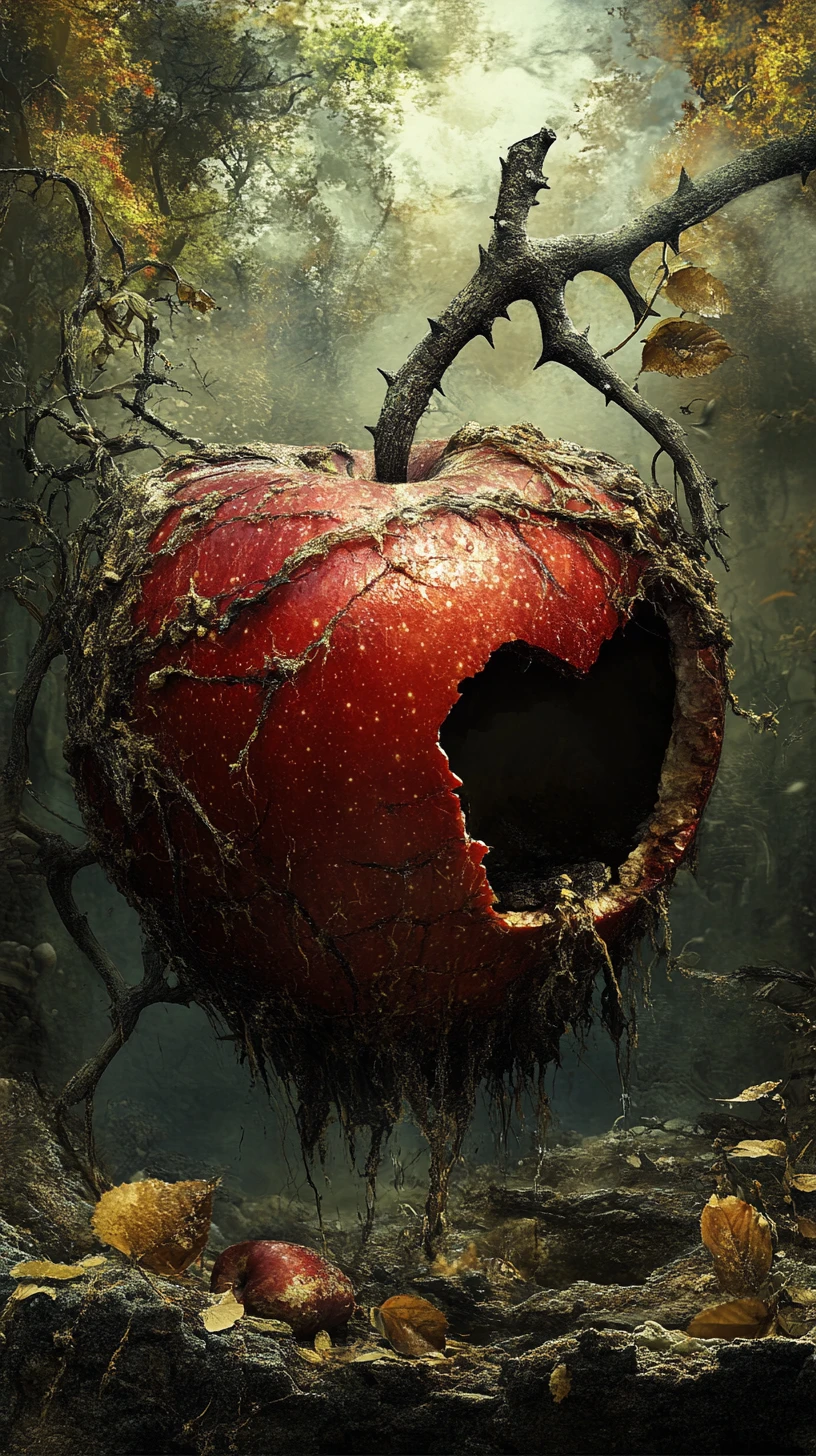 Concept illustration of a worm inside a fresh apple