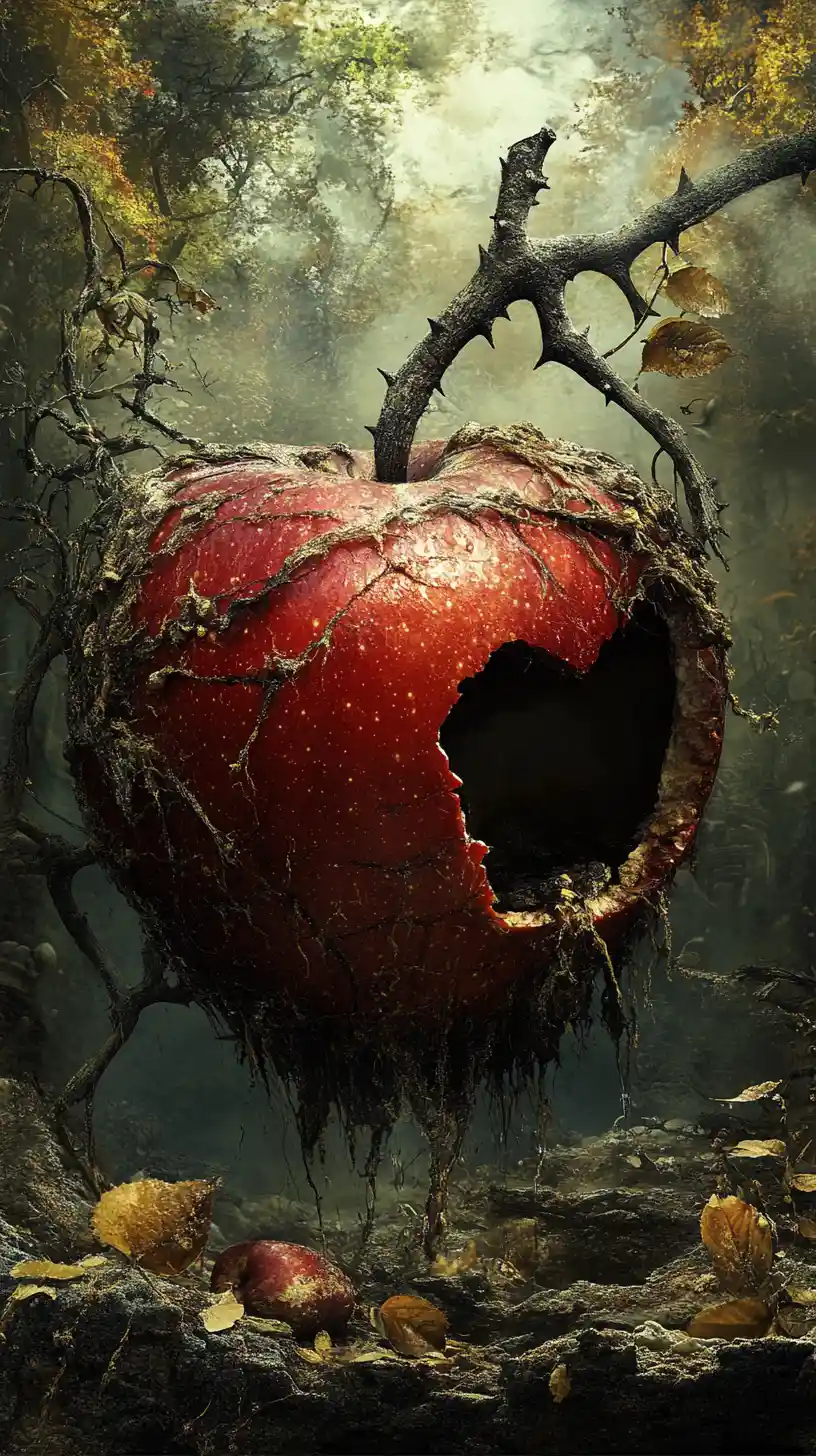 Concept illustration of a worm inside a fresh apple