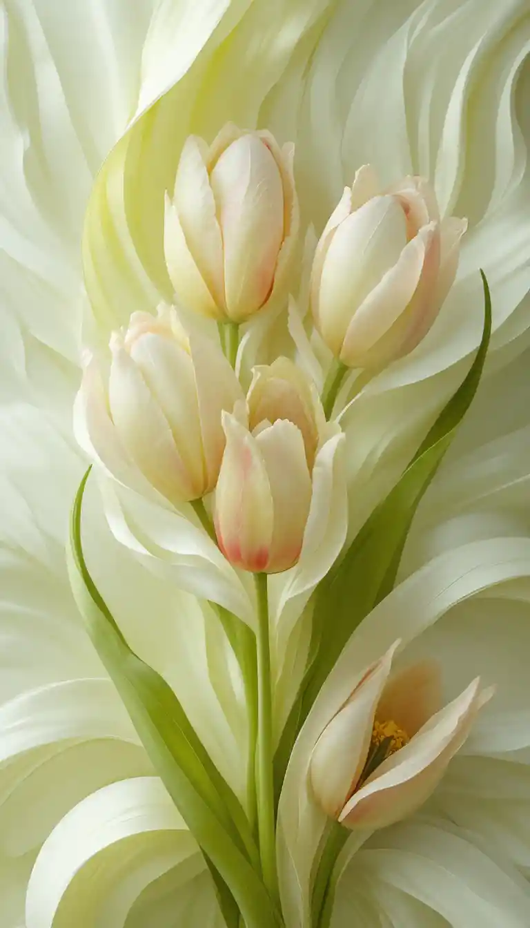 Abstrakte 3D-Tulpenformen mit weich fließenden Linien