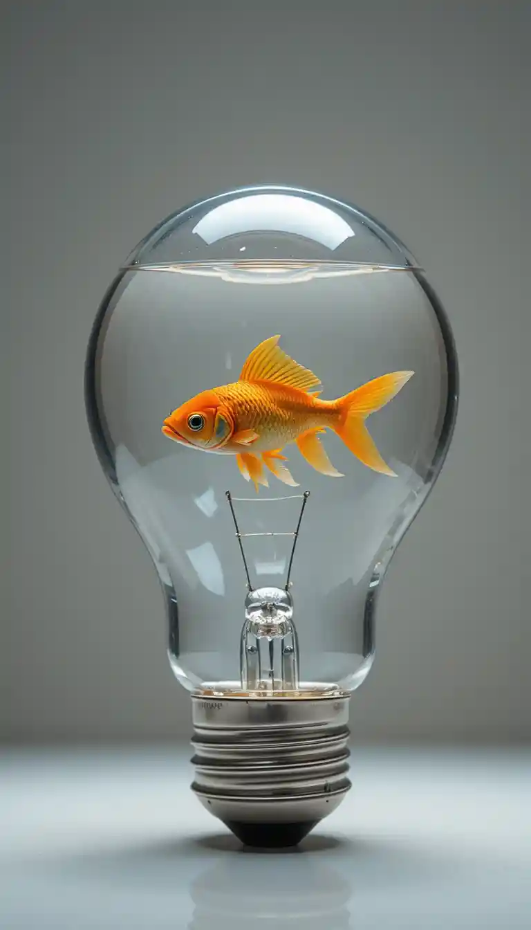 Goldfisch in einer klaren Glasglühbirne