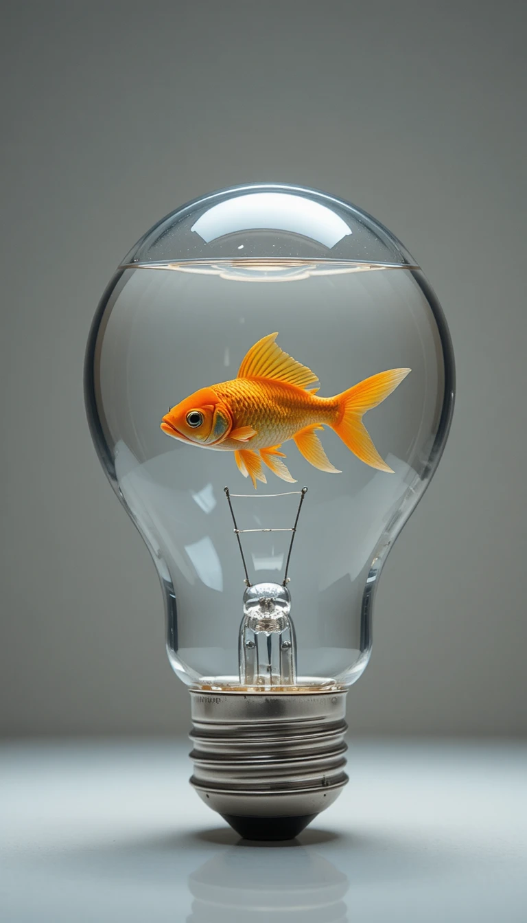 Goldfisch in einer klaren Glasglühbirne