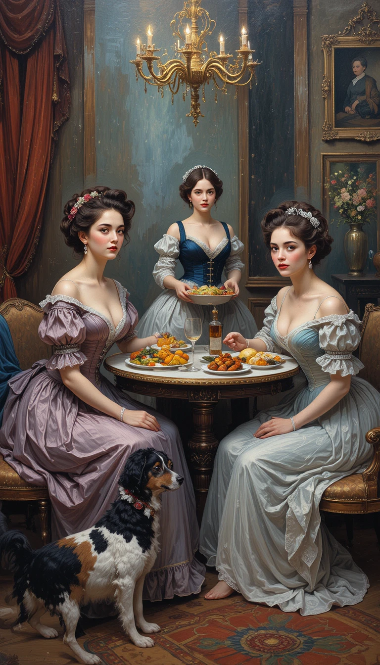 Dinner der viktorianischen High Society in einem eleganten Speisesaal