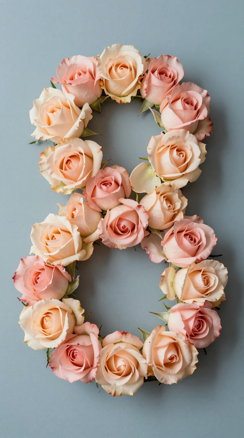 Floral number eight shaped as a single rose bouquet