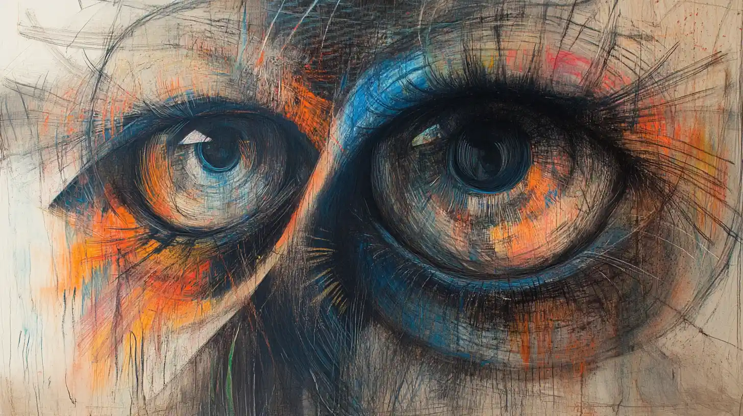 Surreal fantasy creature with large reflective eyes portrait
