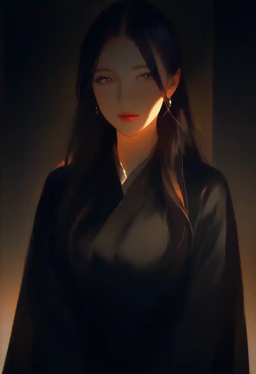 黑色洋裝優雅年輕女子攝影棚人像