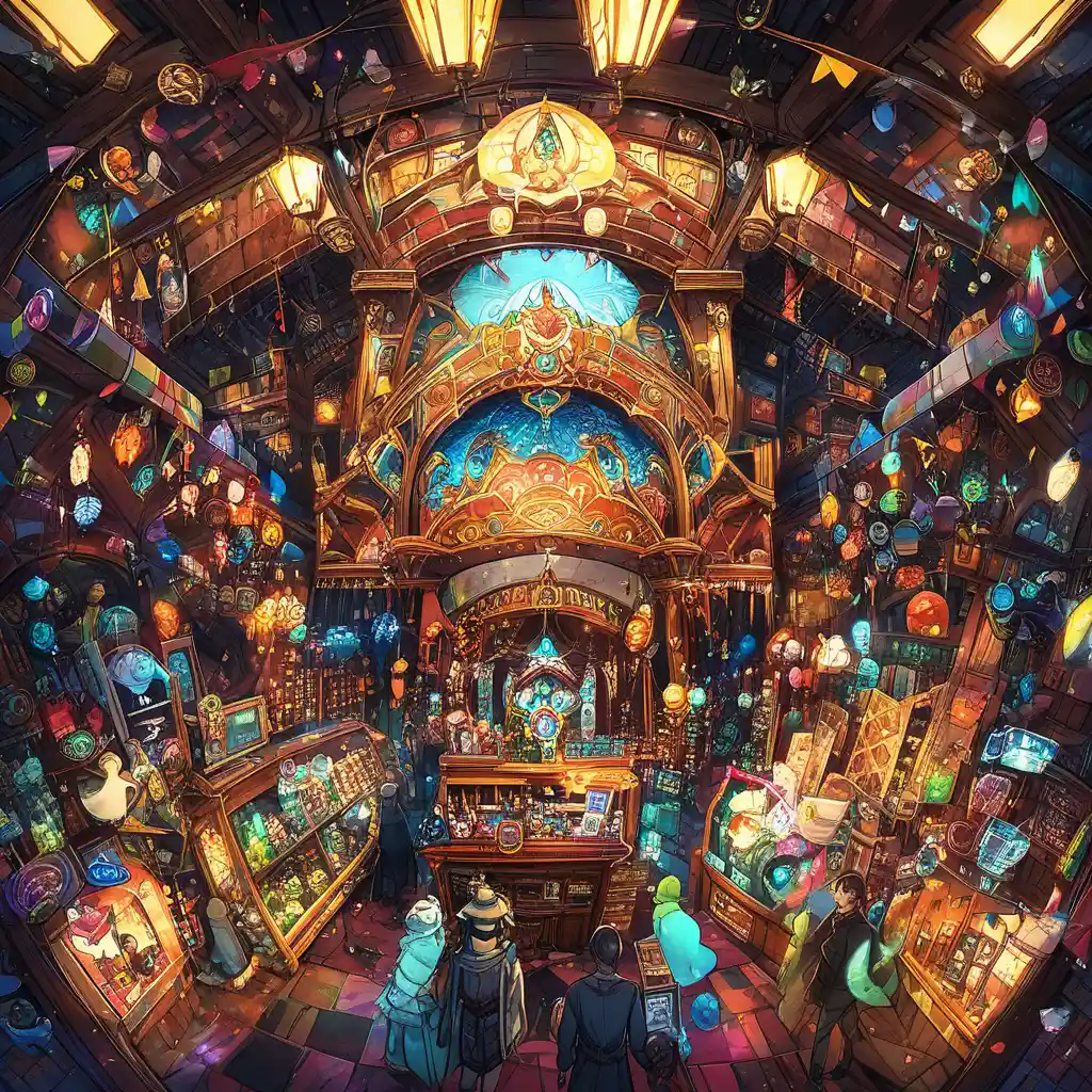 Belebter Fantasy-Markt voller magischer, kurioser Waren