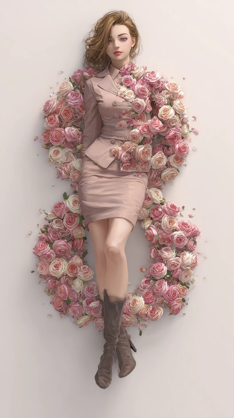 Brunette woman posing against a wall in digital style