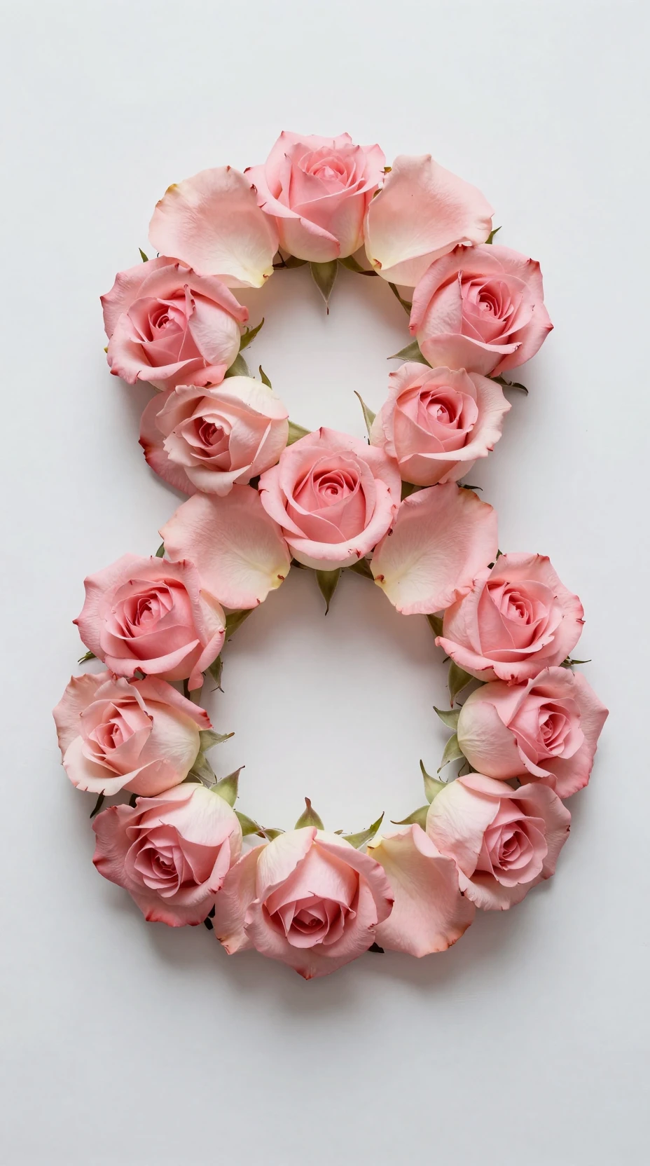 Número Ocho Floral con Forma de Ramo de Rosas