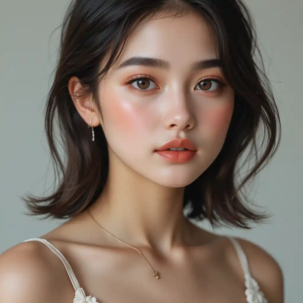 Serene close up portrait of a young woman