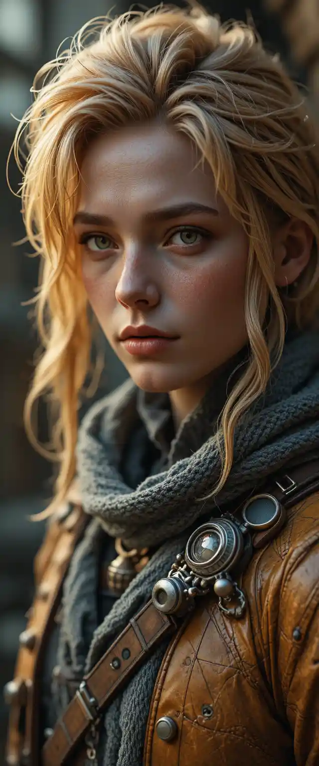 Realistic live action portrait of a stylized woman
