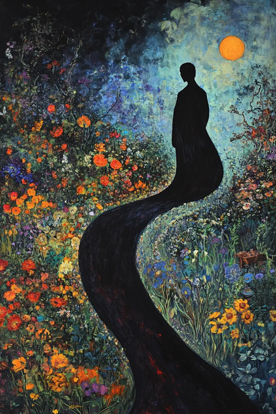 Dark garden breeze flowing in an elegant s curve composition