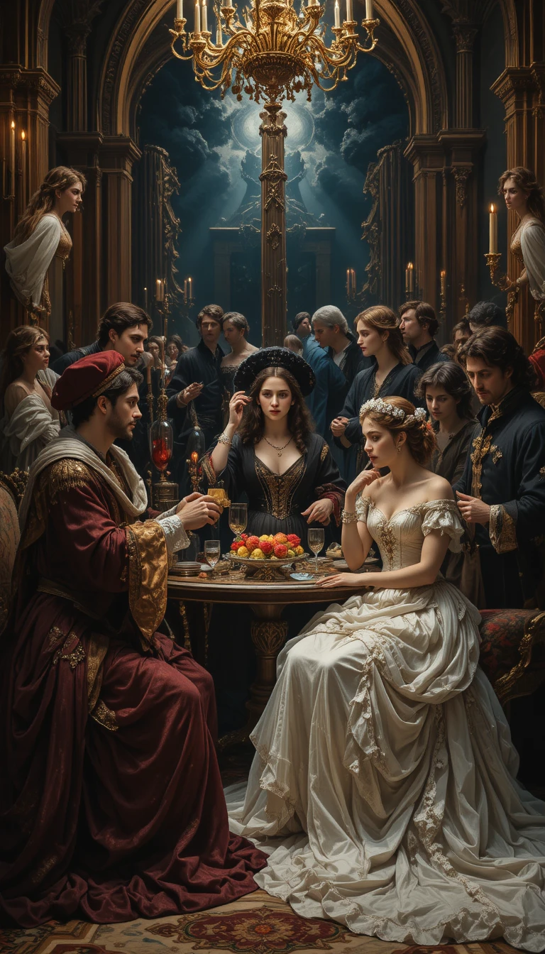 Dramatic baroque historical scene with expressive human figures