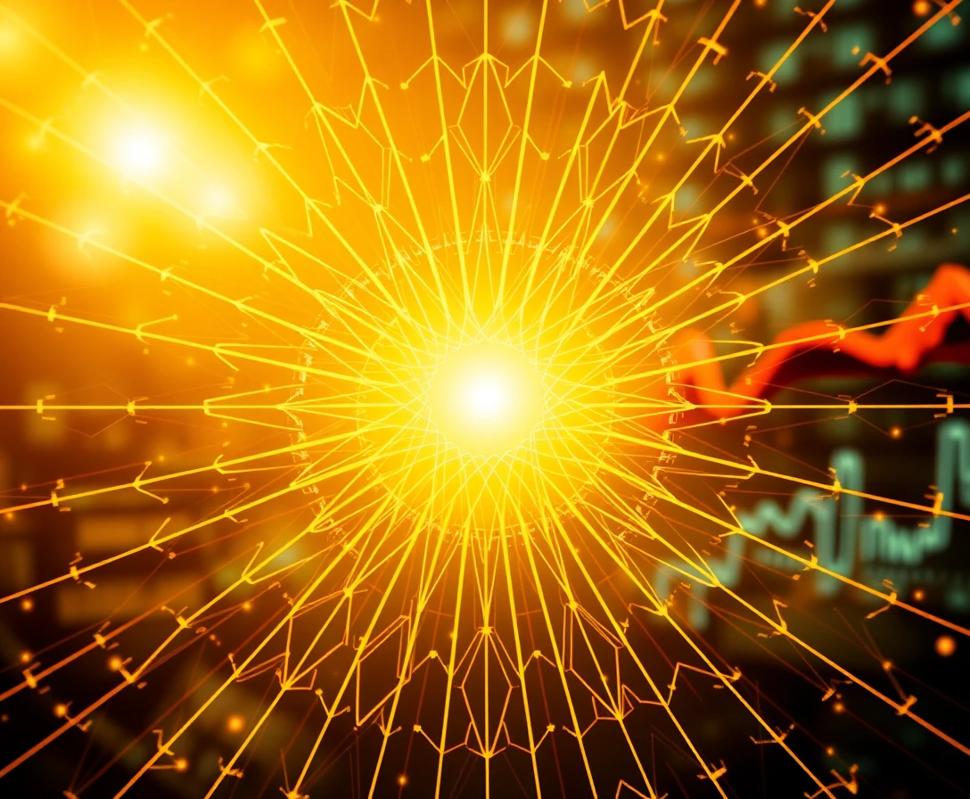 Concepto abstracto dorado de expansión de mercado con líneas radiantes