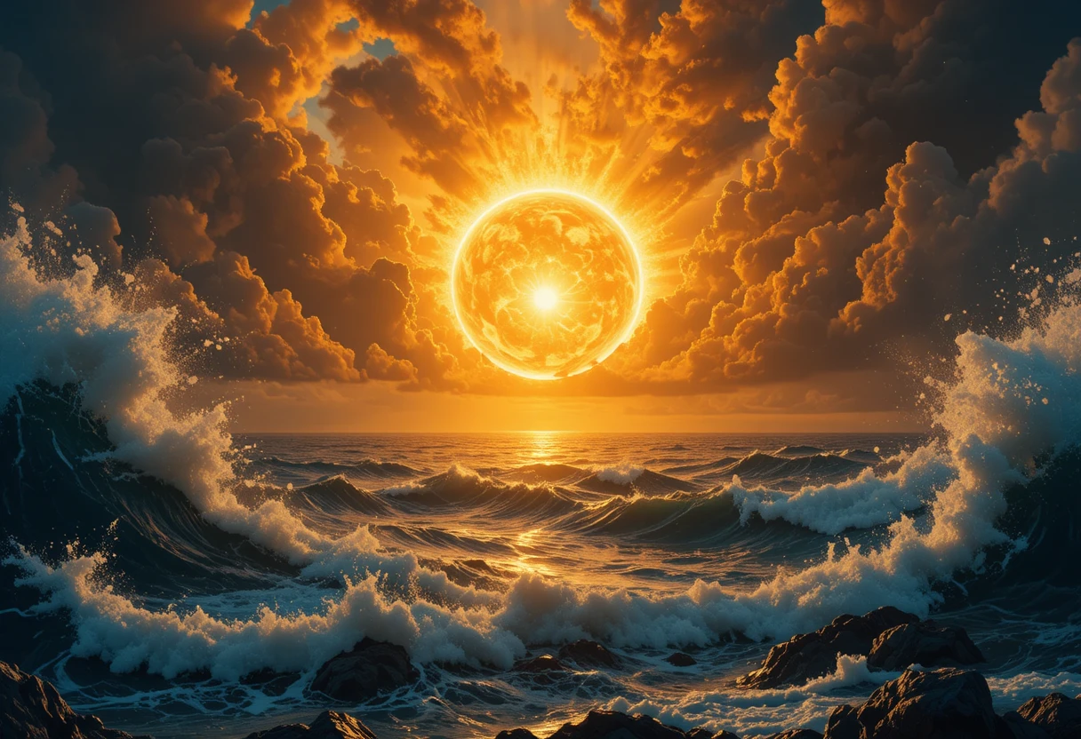 Abstract musical soundscape with soft waves of golden light