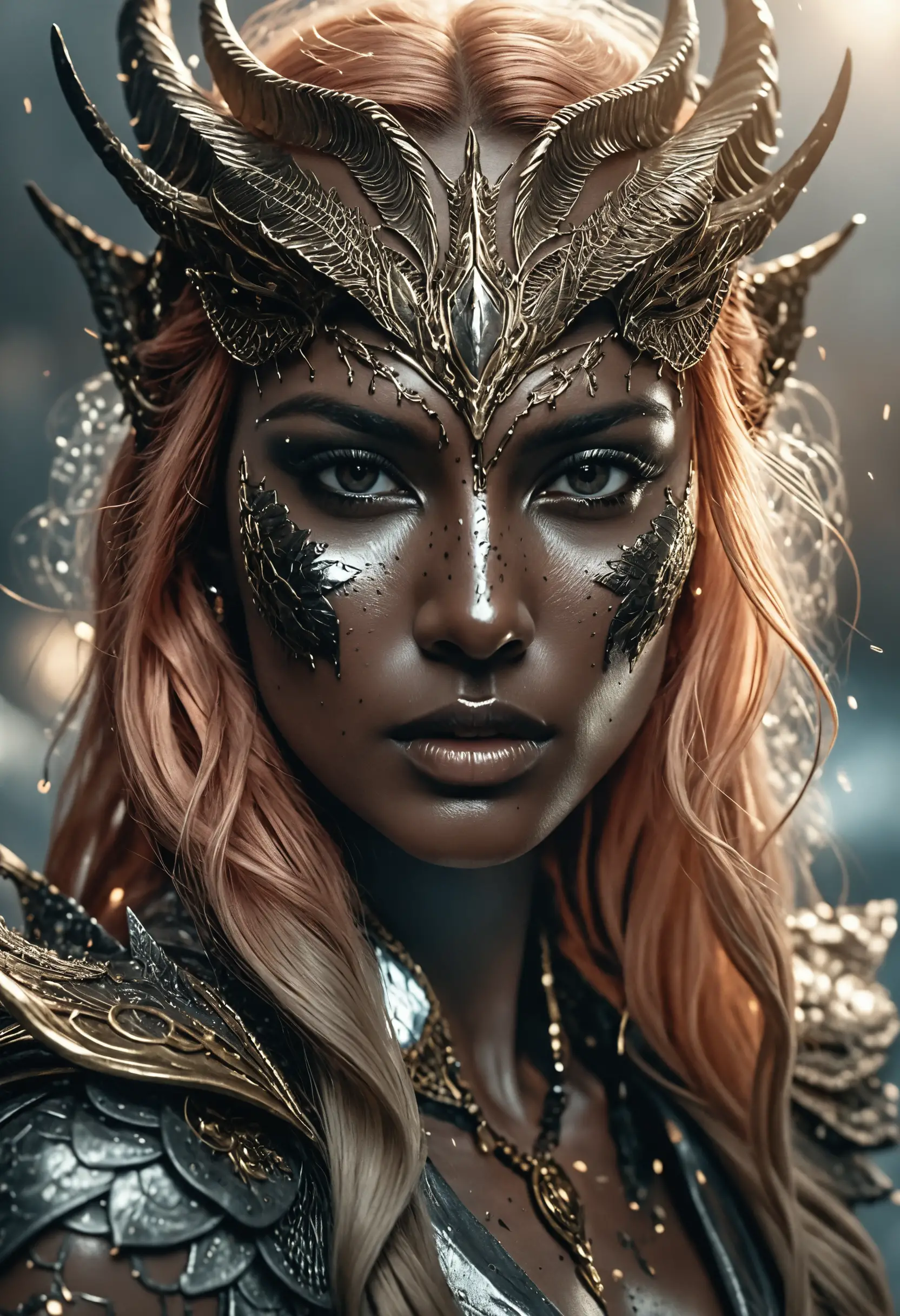 Noir femme fatale in moonlit gothic fantasy scene