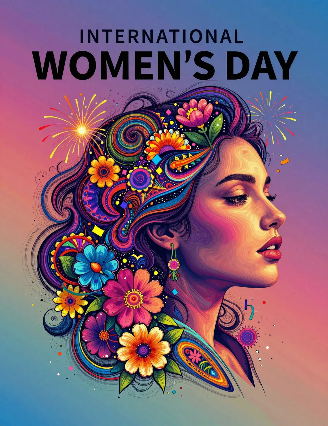 Colorful vector women celebrating international womens day