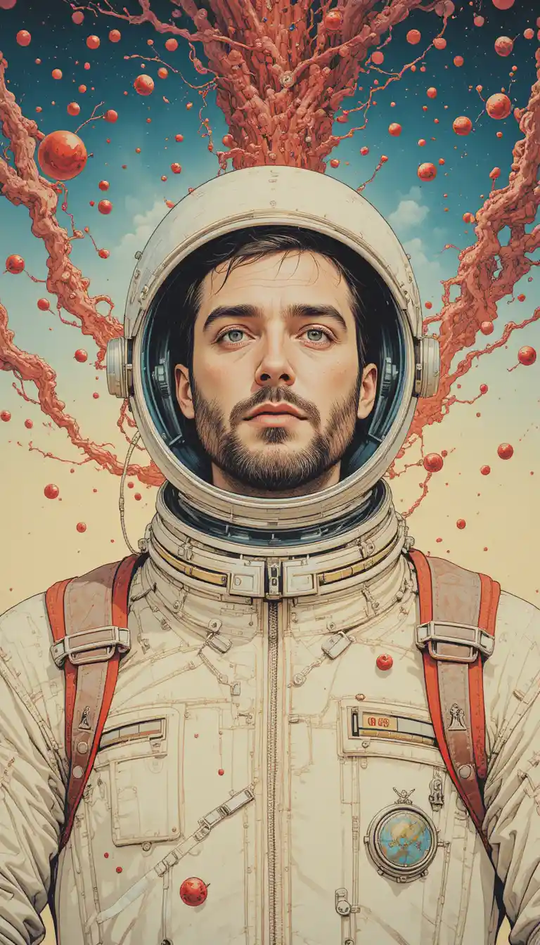 Astronaut Drifting Among Red Blood Cells In A Vein