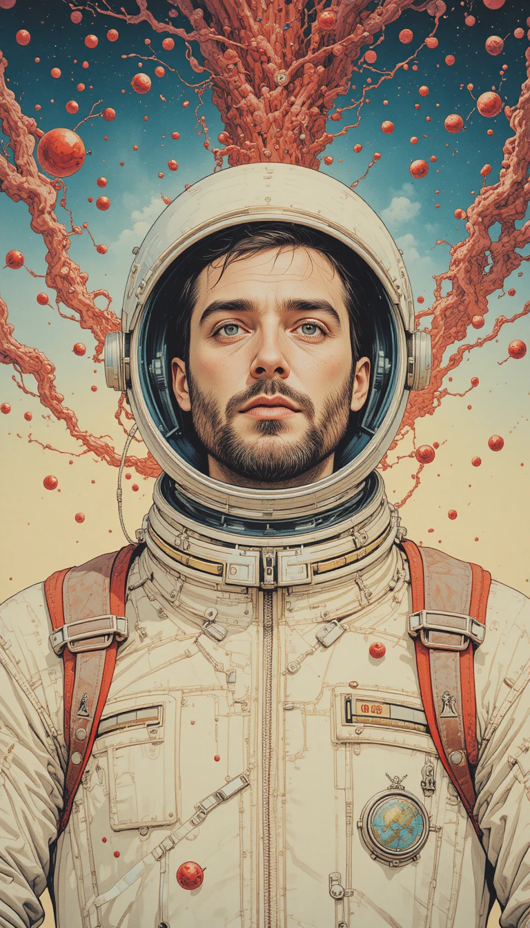 Astronaut Drifting Among Red Blood Cells In A Vein