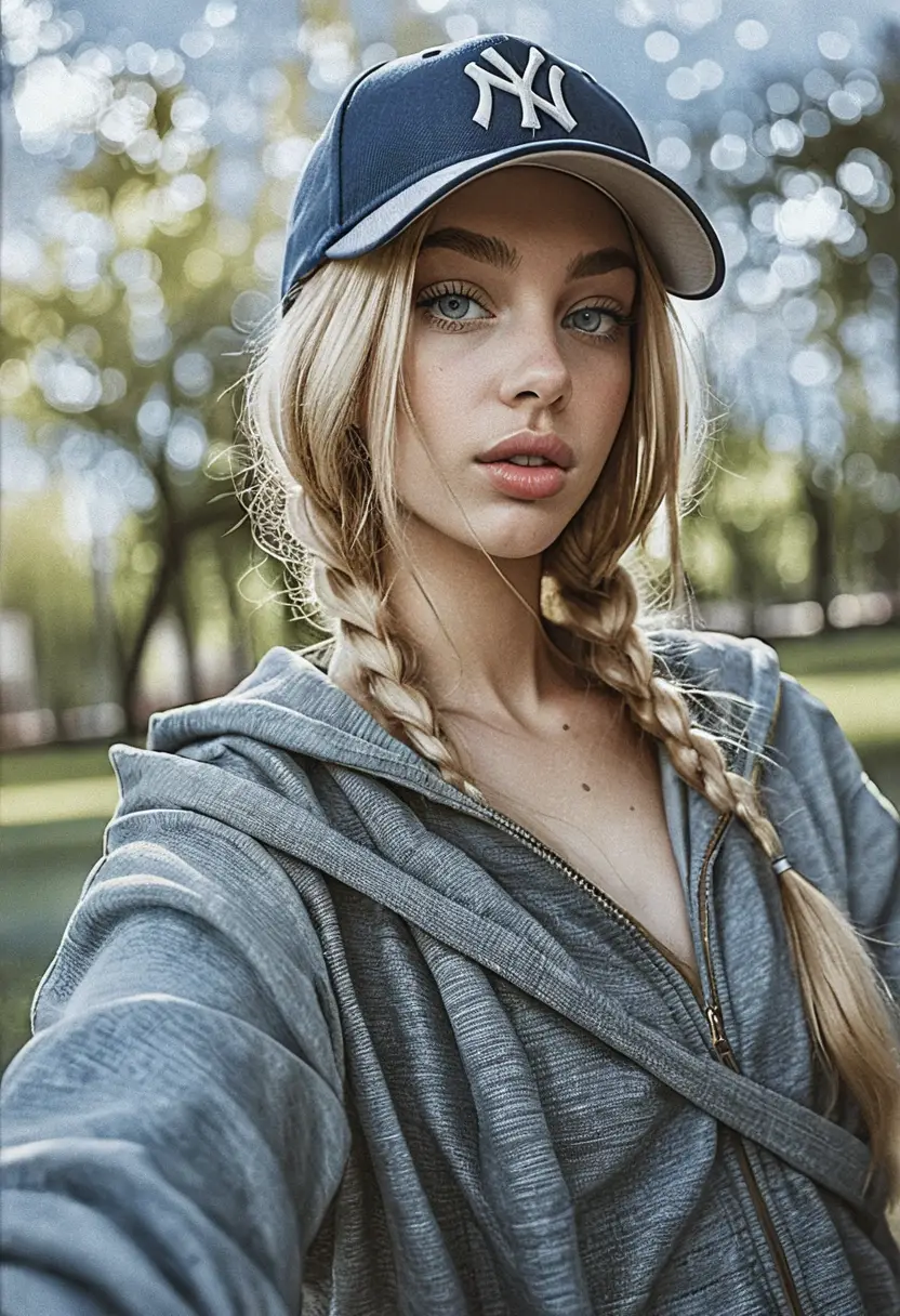 Graphite and watercolor portrait of girl in baseball cap