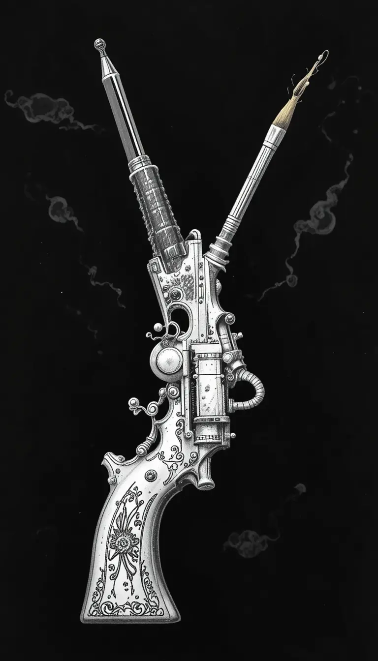 Minimalist tattoo of a side view Victorian style handgun