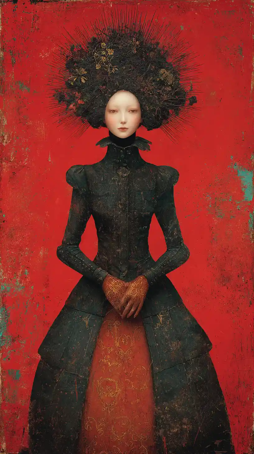 Surreal love themed painting with rich pop colors