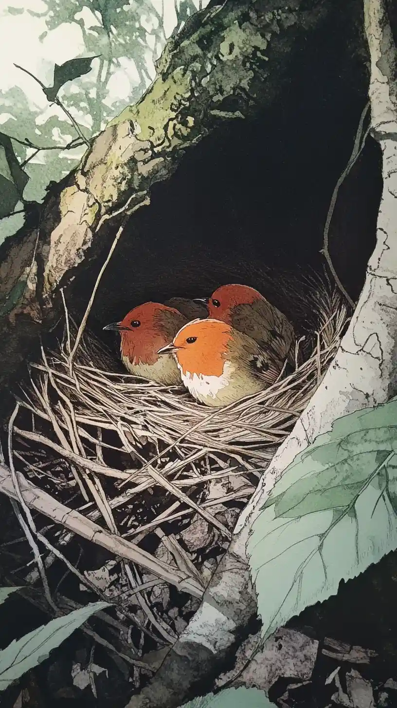 Close up watercolor illustration of a happy measuring tape in nest