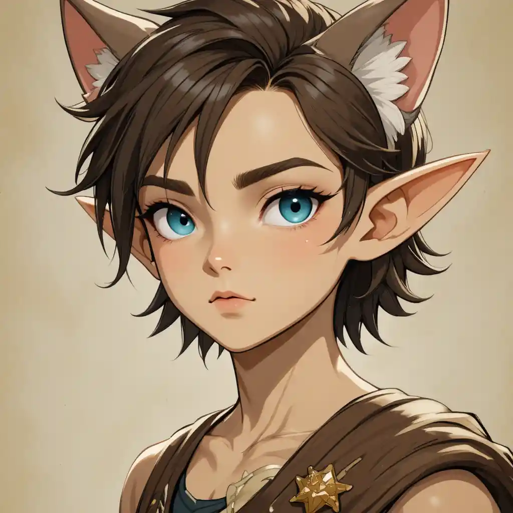 Teenage ecaflip boy with blue eyes and cat ears