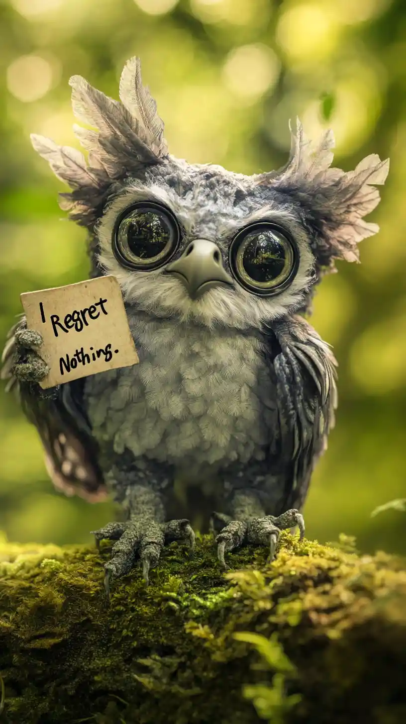 Macro portrait of a cute harpy eagle on mossy branch