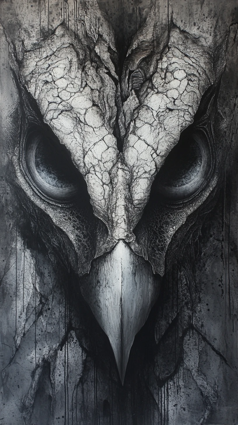 Surrealer Mixed-Media-Adler mit großen reflektierenden Augen