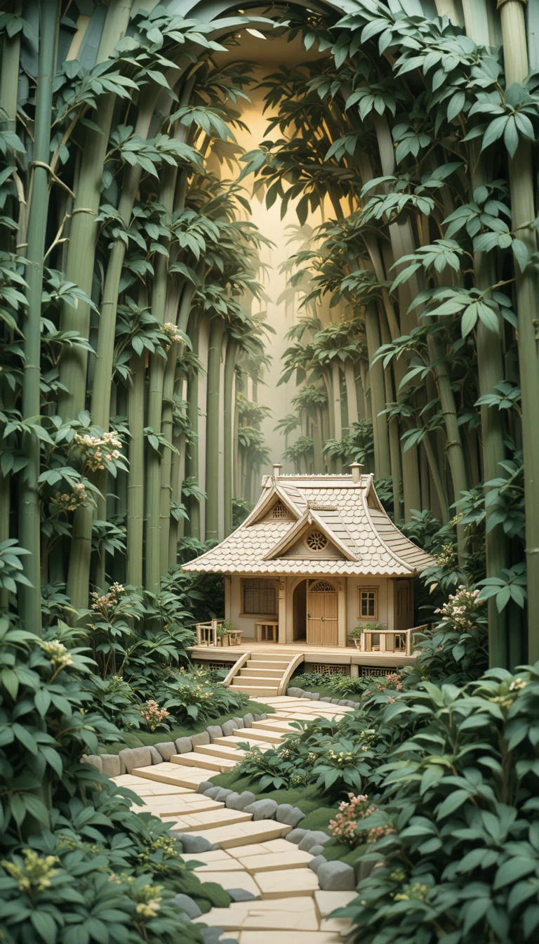 Affascinante cottage immerso in una tranquilla foresta di bambù