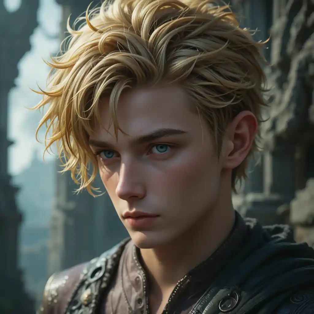 Young man god of primordial darkness in fantasy world