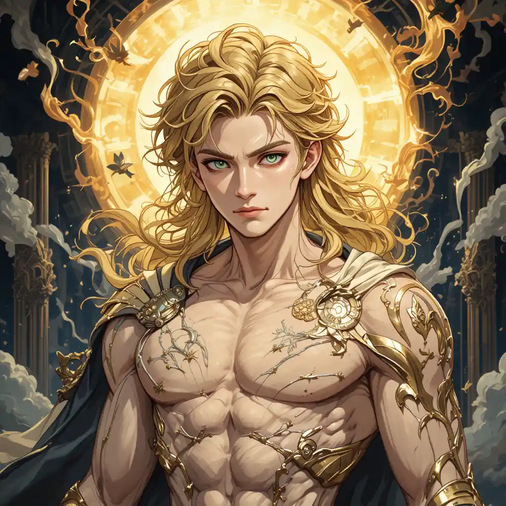 Junger Gott der Zeit in einer fantastischen Anime-Welt