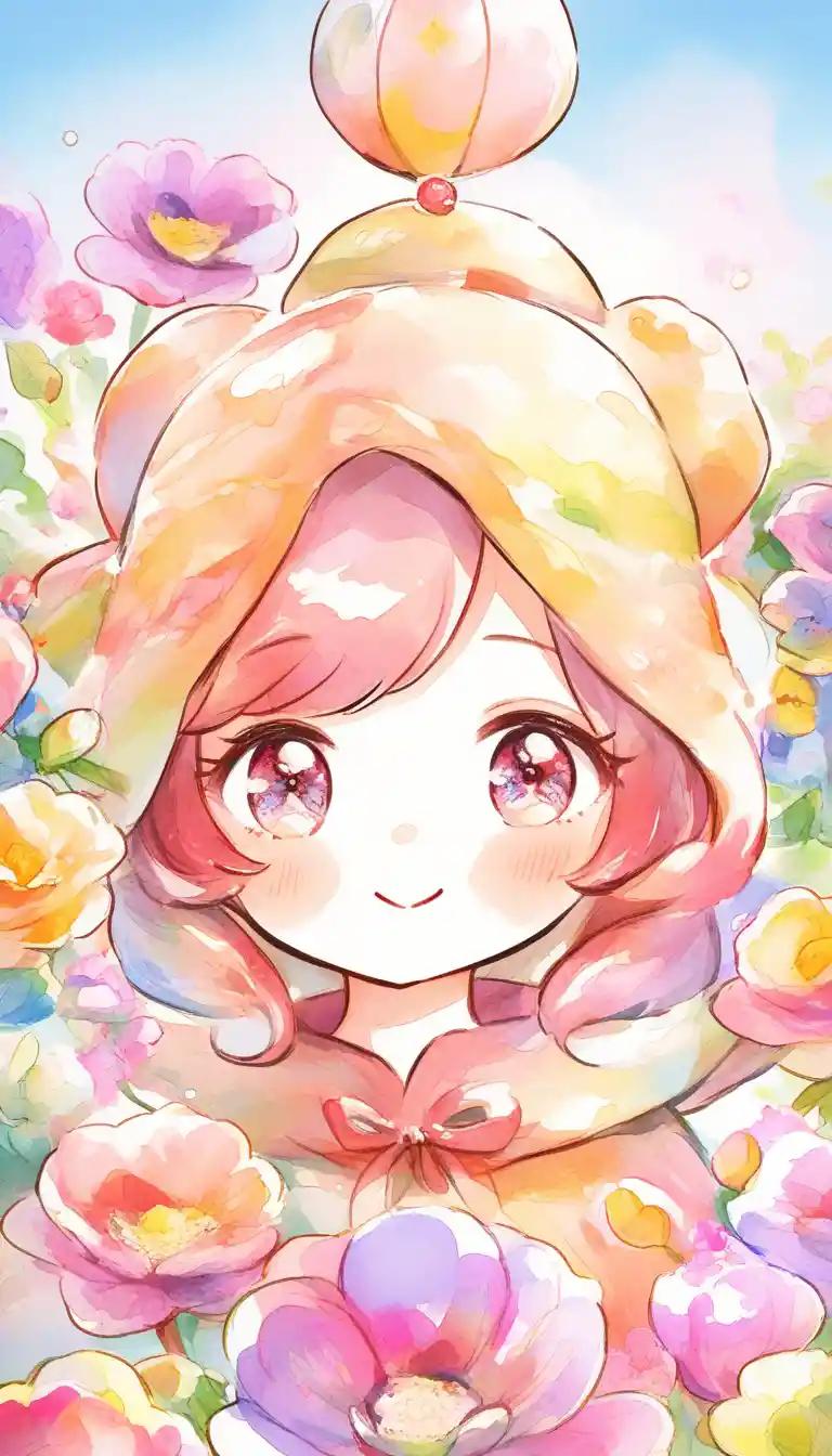 Smiling Girl In Floral Outfit Under Sunny Sky