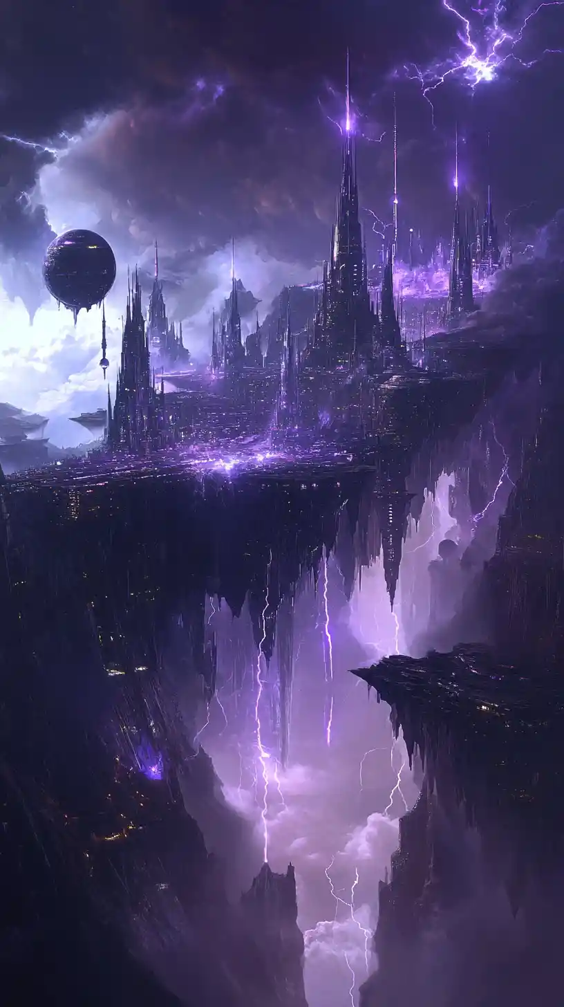 Ethereal city of crystalline towers above glowing clouds